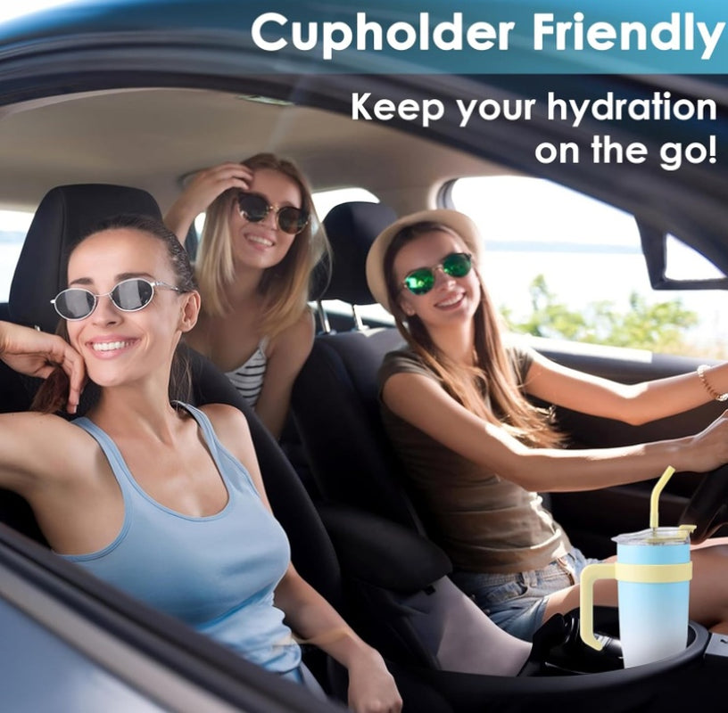 40 Oz Tumbler with Handle Straw Lid Insulated Vacuum Stainless Steel, Cold or Hot Sweat Proof Reusable