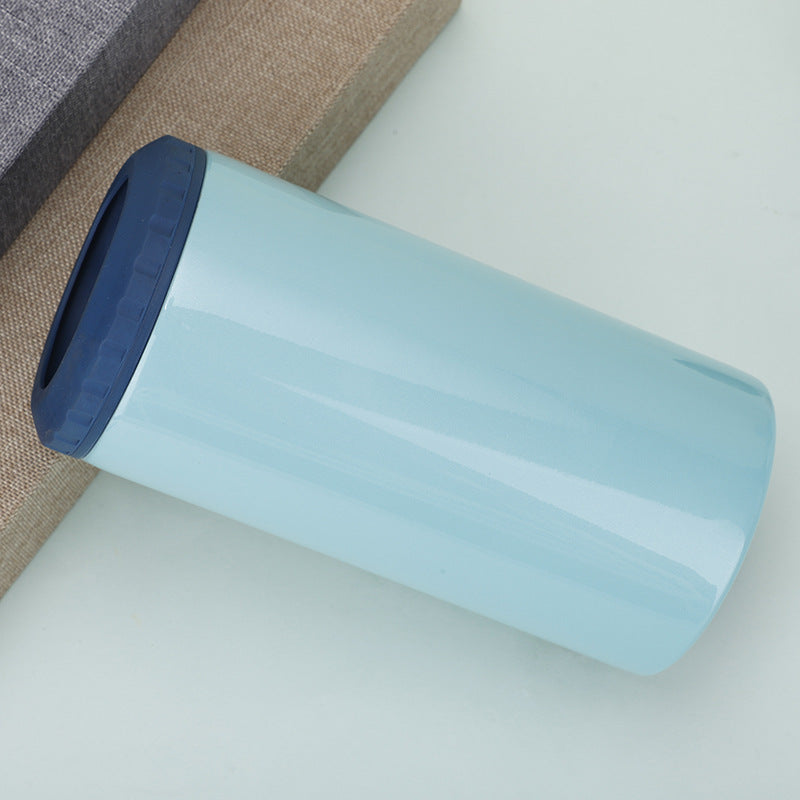 Stainless Steel Insulated Can Cooler with Dual Lid