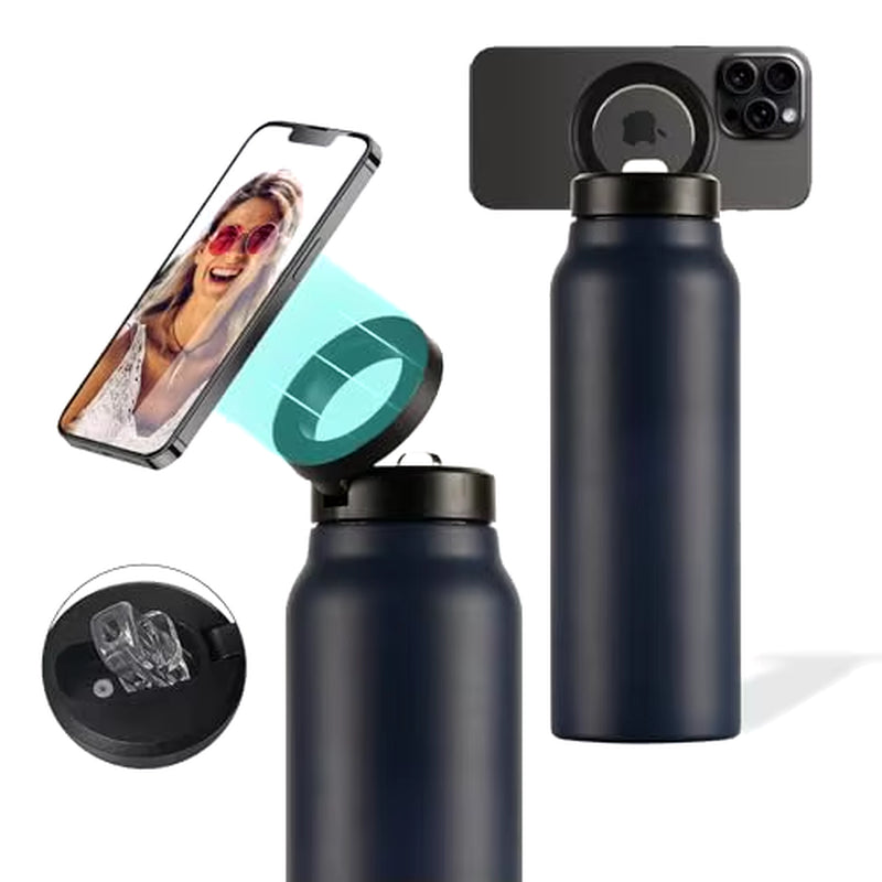 Insulated Stainless Steel Water Bottle with Magnetic Phone Tripod