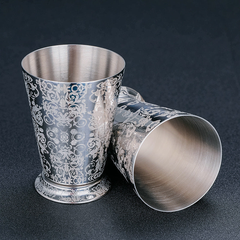 304 Stainless Steel Thick Etched Mint Julep Cocktail Glass