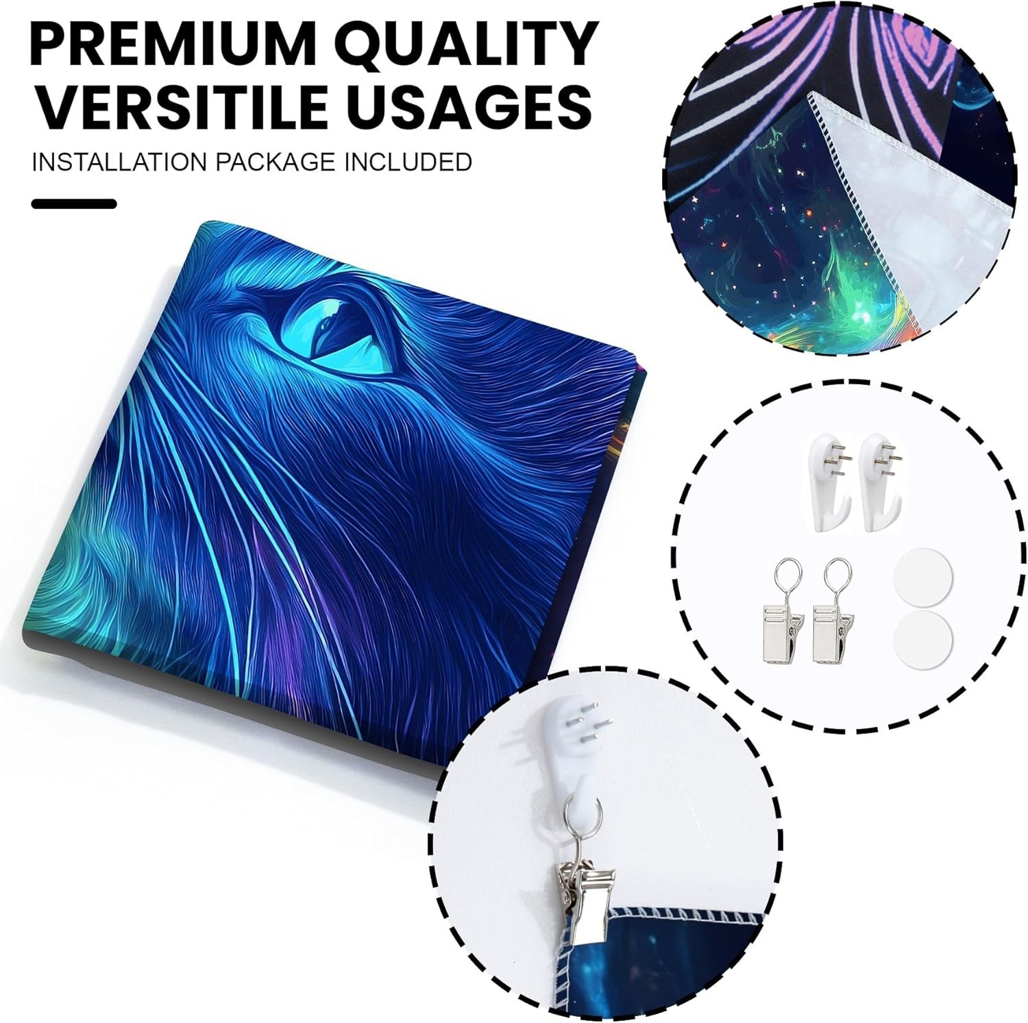UV Reactive Cat Tapestry – Glow in the Dark Blacklight