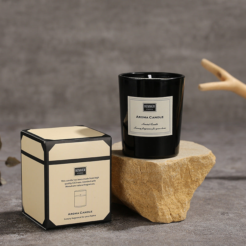 Aromatic Elegance Scented Candles - Frosted White & Black Glass