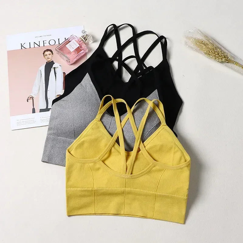 Breathable Sports Bra Anti-Sweat Fitness Top Seamless Yoga Bra Shockproof Crop Top Women Push up Sport Bra Gym Workout Top