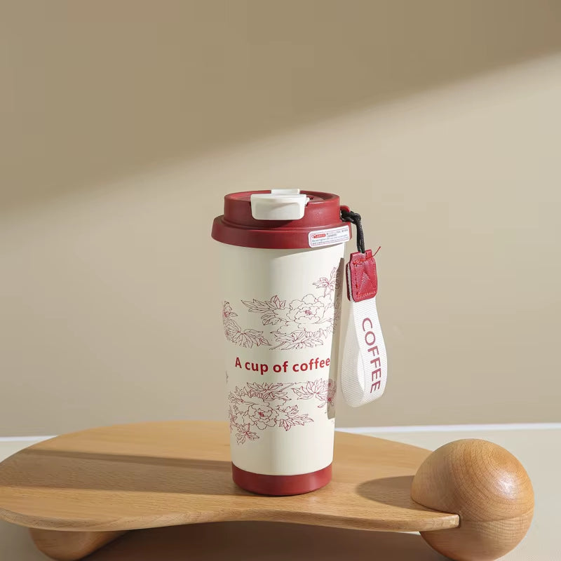 Stainless Steel Lily of Valley Thermal Tumbler with Straw Water