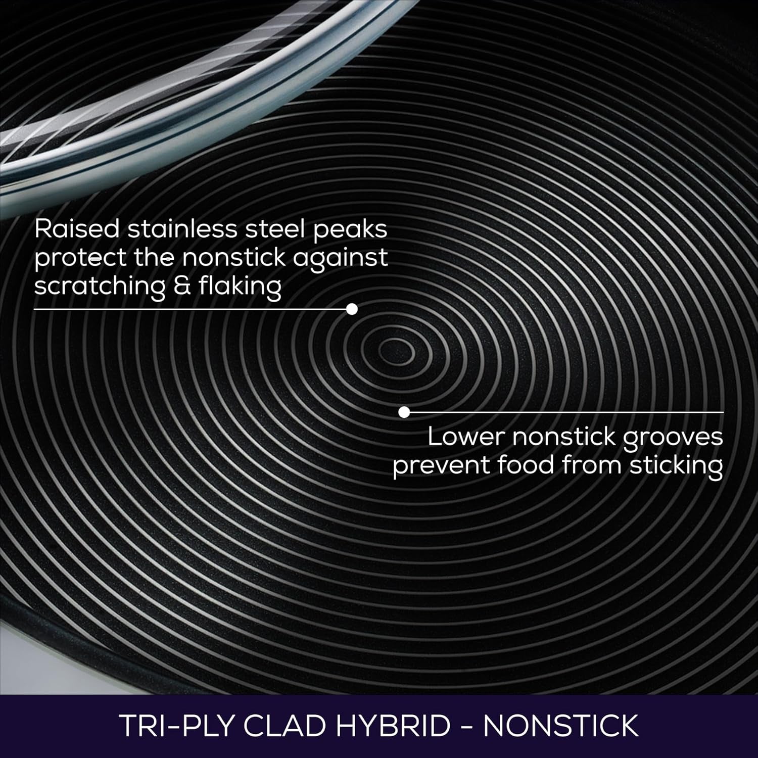 12.5 Inch Clad Stainless Steel Frying Pan/Skillet with Hybrid Steelshield and Nonstick Technology