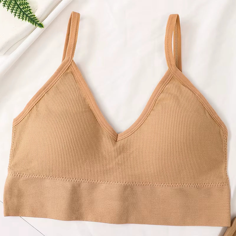 Women Crop Top Seamless Tube Top Underwear Low Back Bra Sports Fitness Top Streetwear Tank Bandeau Lingerie Removable Pad