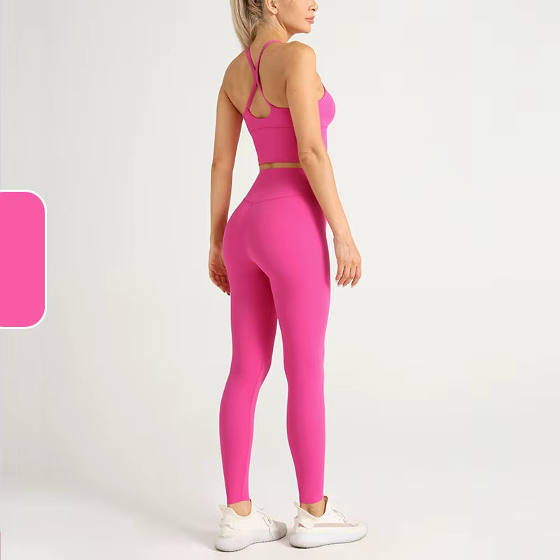 2 Piece Yoga Clothes Women'S Tracksuit Athletic Wear Pilates Fitness Suit Gym Workout Push up Clothes Sports Bra Leggings Suit