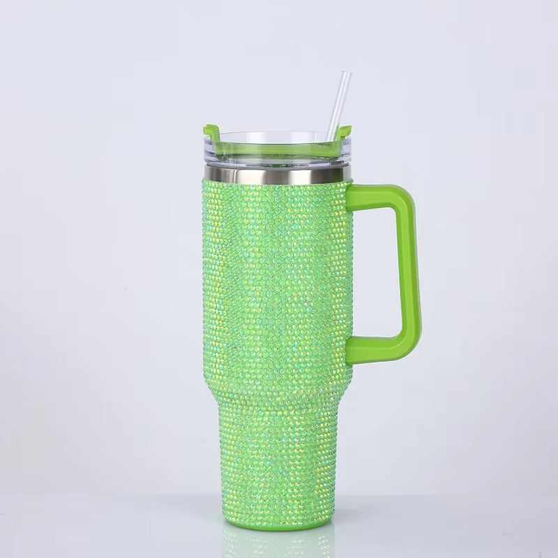 40 oz. Rhinestone Tumbler with Straw Stainless Steel