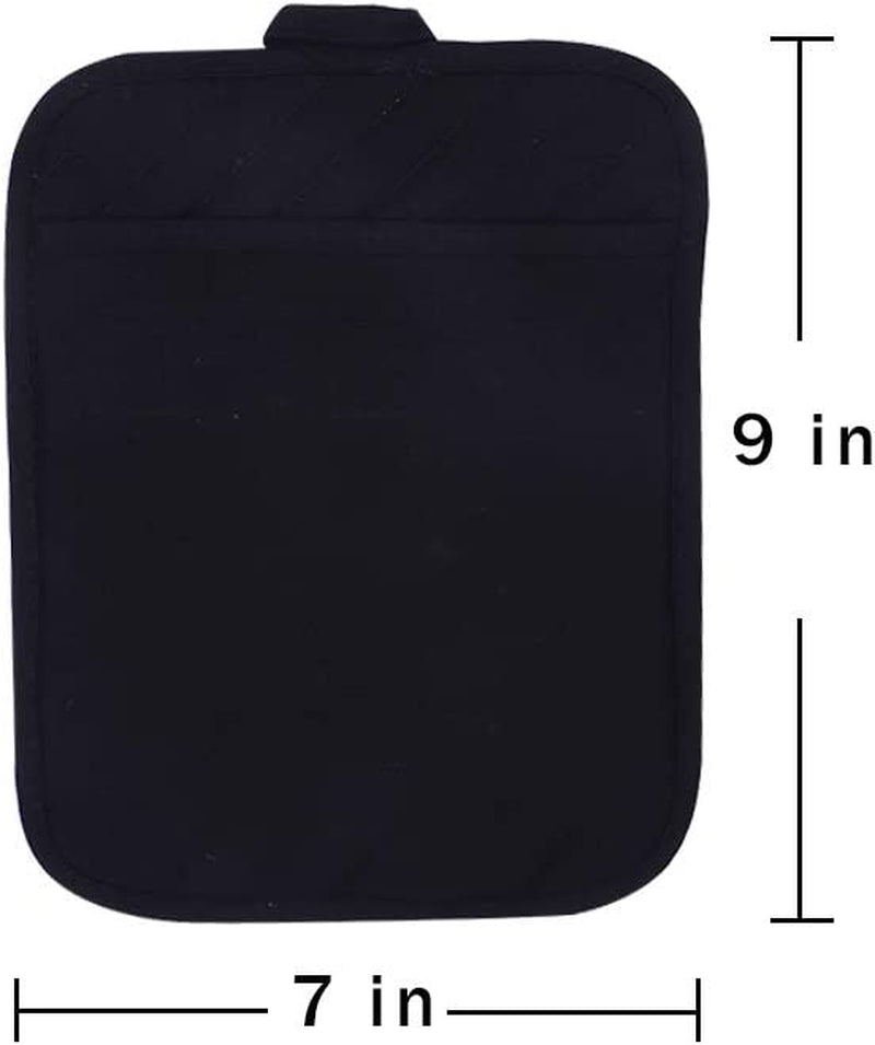 Cotton Pot Holders with Pocket, Heat Resistant Black Counter Table Hot Pads