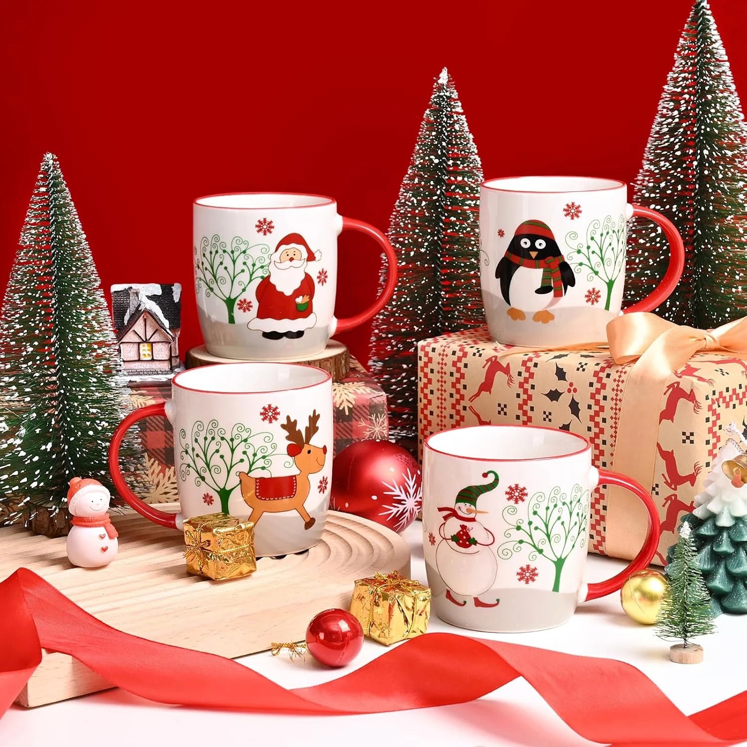 11 Fl Oz White Ceramic Mugs Christmas Gifts