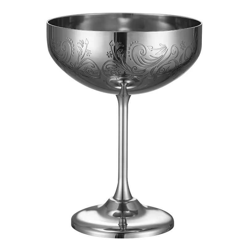 Stainless Steel Coupe Glasses, Martini Cocktail Glasses