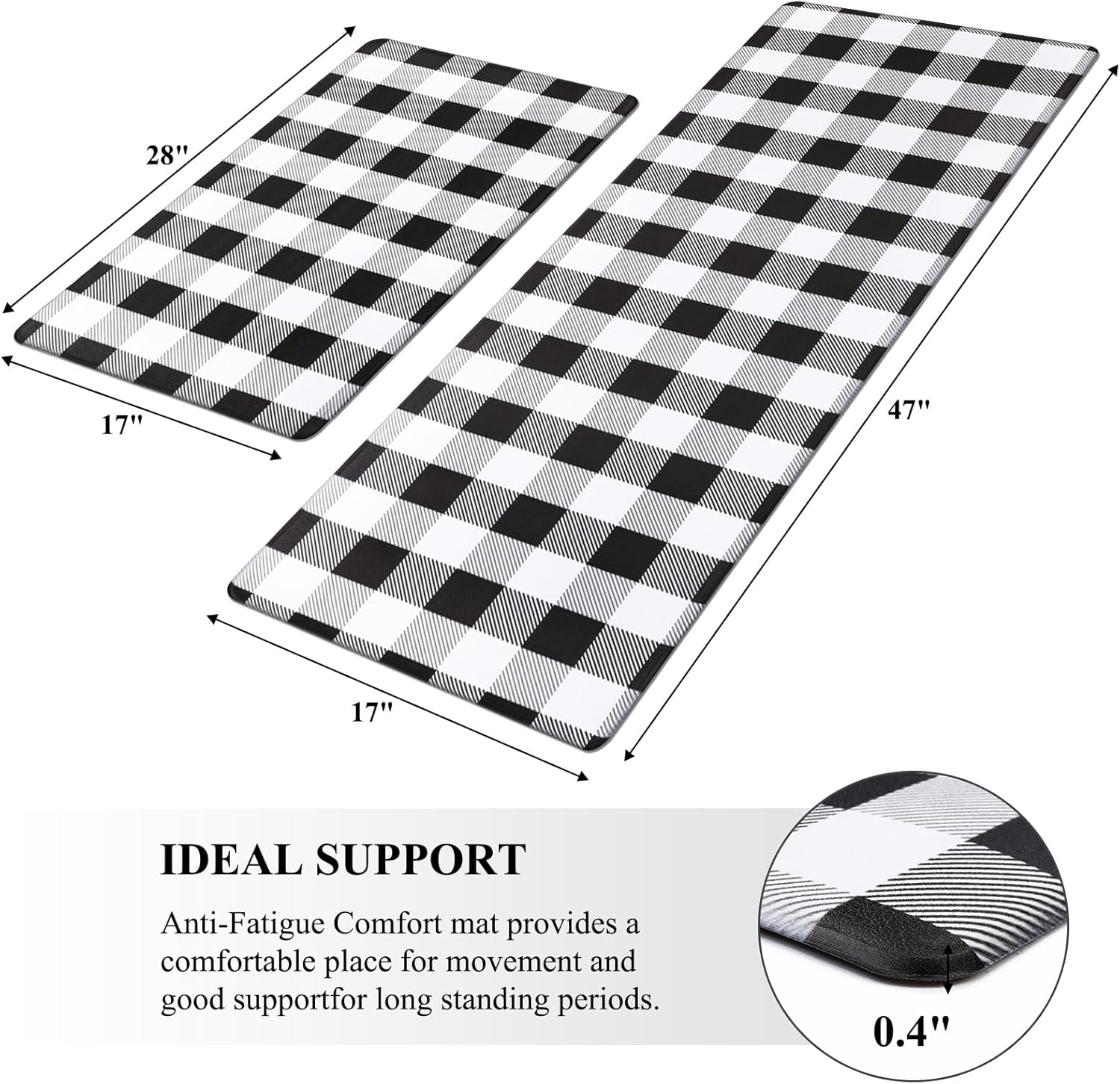 Anti Fatigue Kitchen Mat Set of 2,