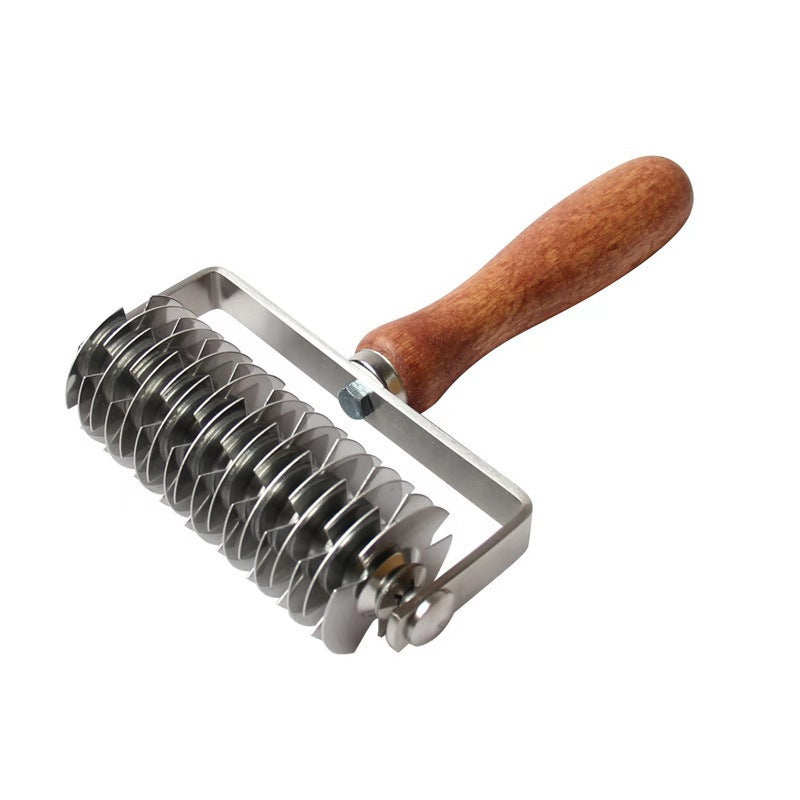 Stainless Steel Wooden Handle Wheel Knife Needle Roller Baking Cutter