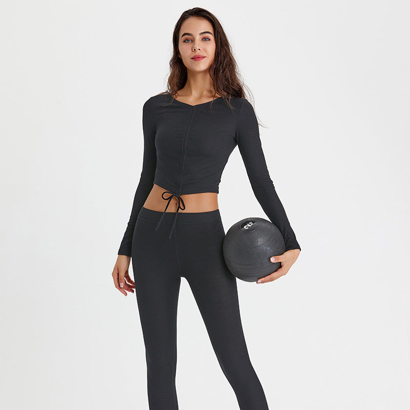 Breathable Stretch Running Fitness Suit Long-Sleeved Two-Piece Set