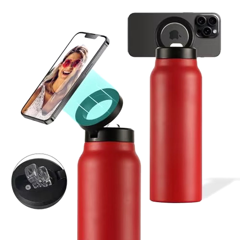 Insulated Stainless Steel Water Bottle with Magnetic Phone Tripod