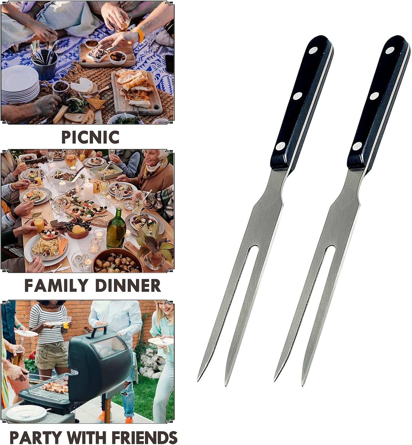 Carving Fork, Meat Forks, 10 Inch Long Stainless Steel Forks for BBQ, Barbecue, Serving, Cooking, Grilling, Roasting (2, 10 Inch)