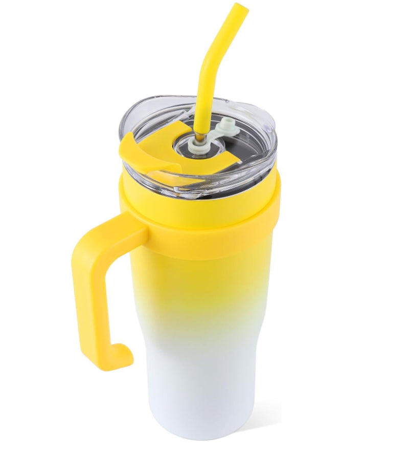 40 Oz Tumbler with Handle Straw Lid Insulated Vacuum Stainless Steel, Cold or Hot Sweat Proof Reusable