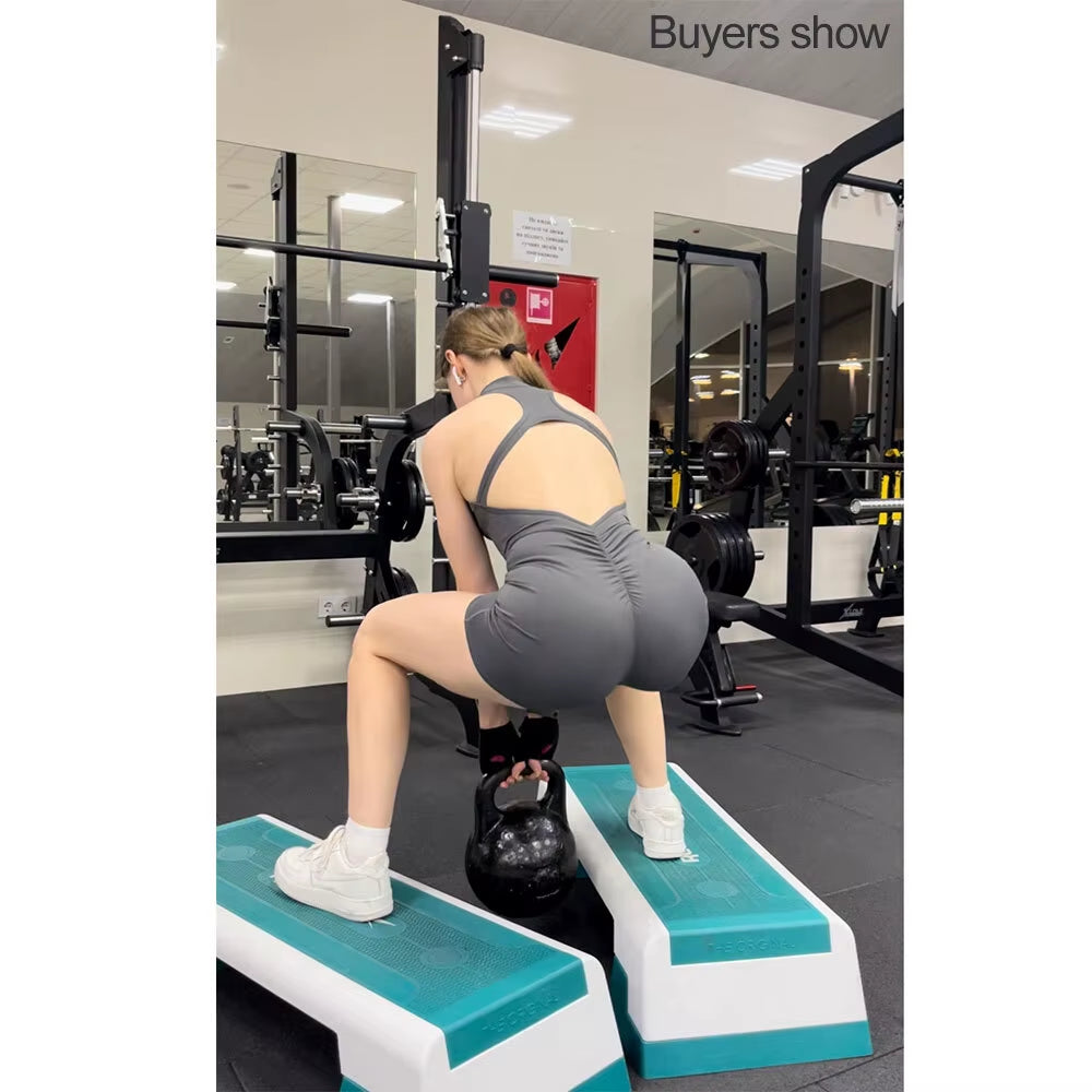 Backless Fitness Suit for Women with Zipper