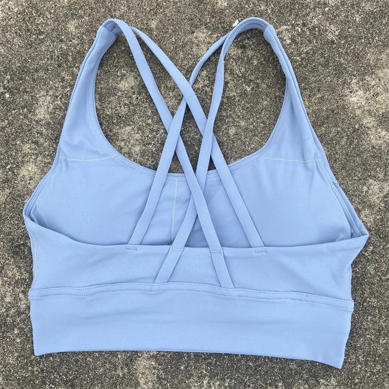 Solid Color Women Cross Back Fitness Top