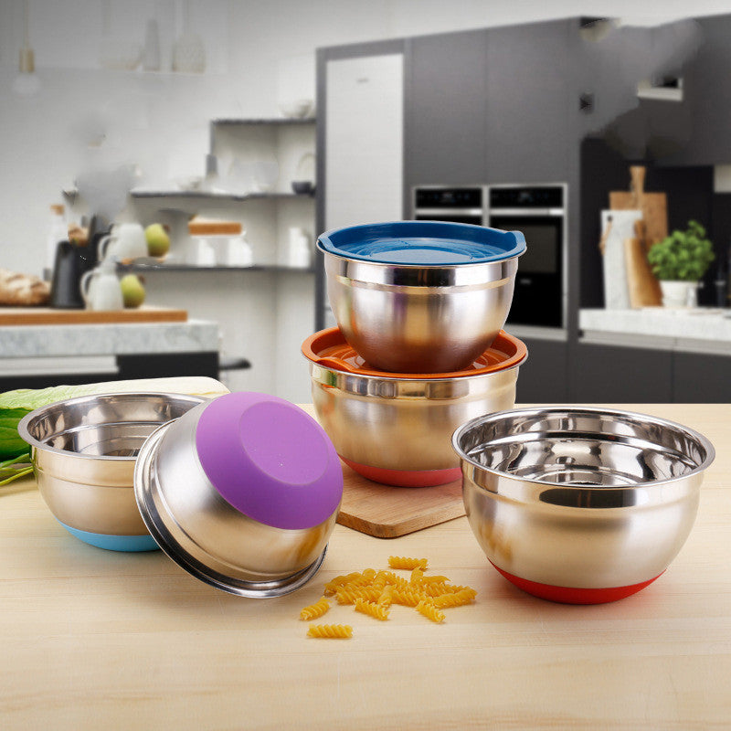 Stainless Steel Salad Bowl With Silicone Bottom Eggbeater