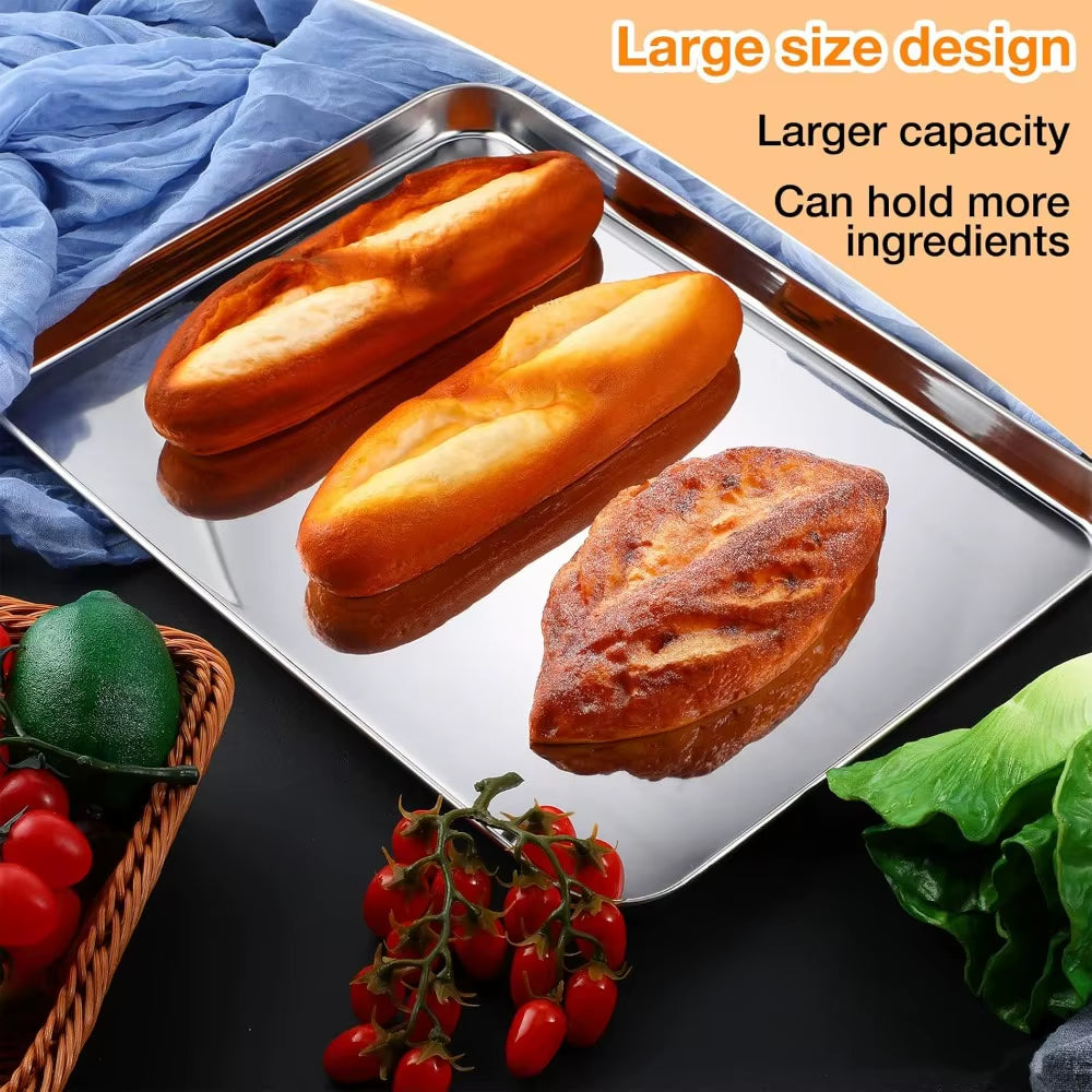6 Pcs Stainless Steel Baking Sheet, Dishwasher Safe Commercial Grade Pans
