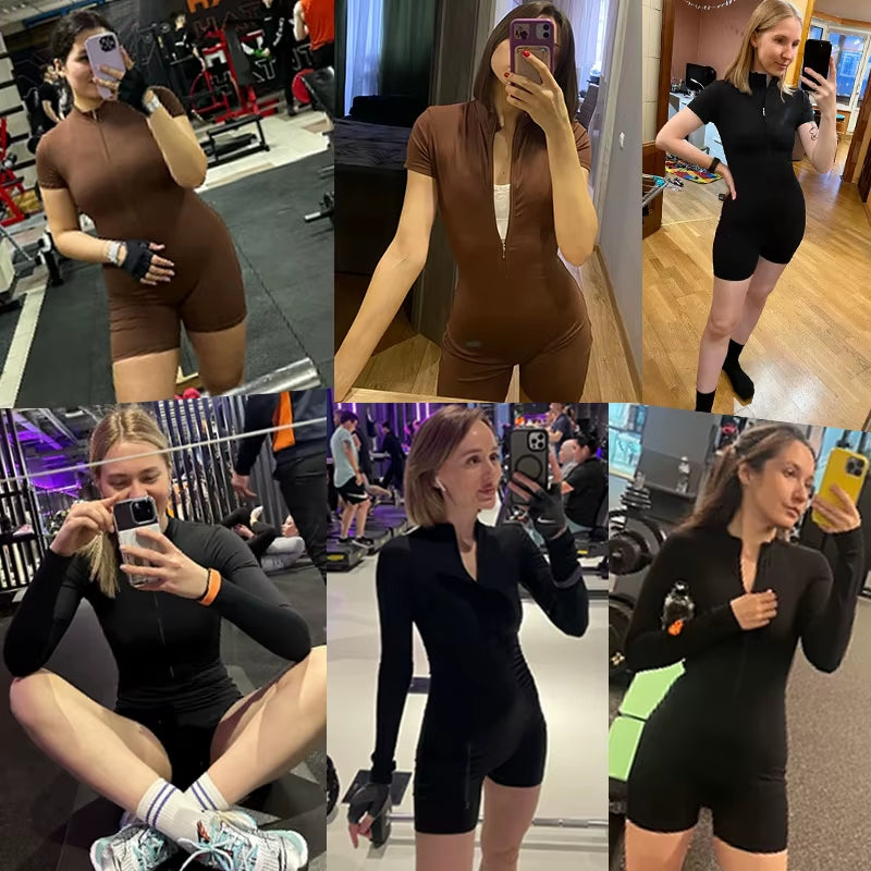 Women Fitness Suit with Zipper