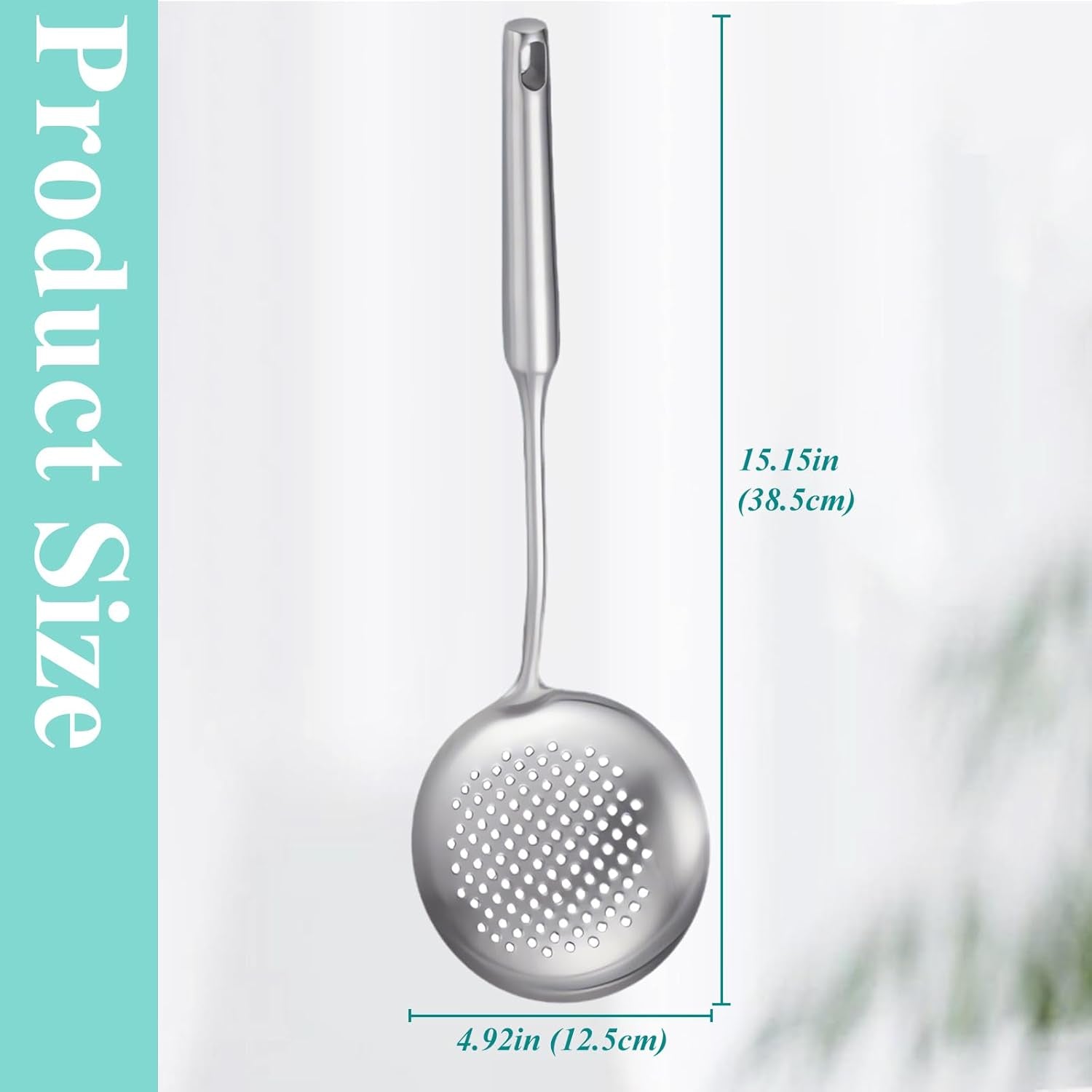 Stainless Steel Slotted Spoon Skimmer, Long Handle Food Strainer