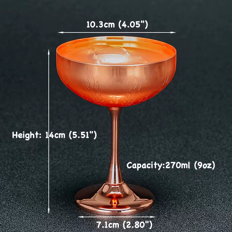 Stainless Steel Coupe Glasses, Martini Cocktail Glasses