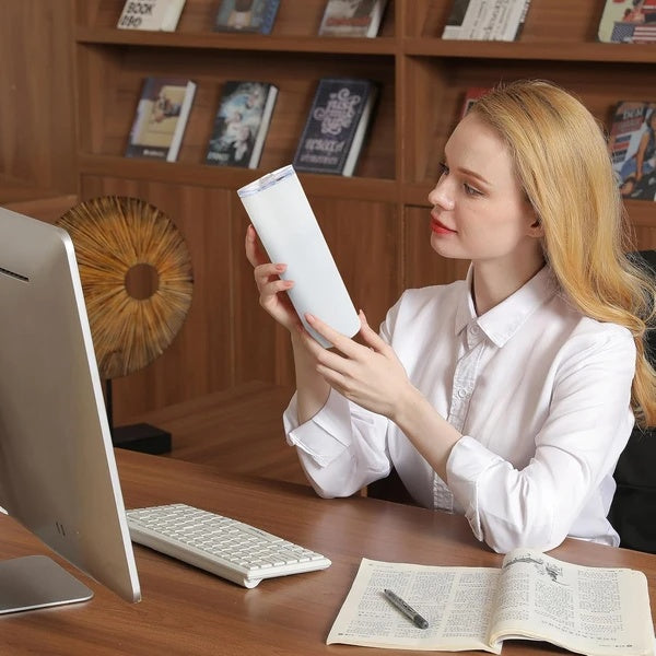 Stainless Steel Double Wall Vacuum Insulated Tumblers With Lid And Straw For Hot Cold Drinks White