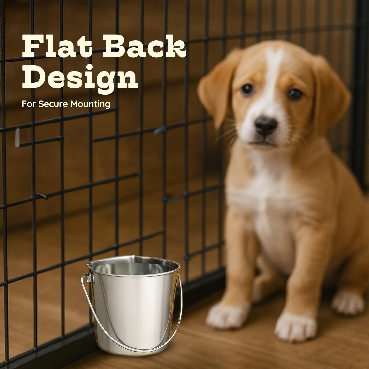 2 Quart Stainless Steel Flat Side Bucket Heavy Duty Multipurpose Bucket