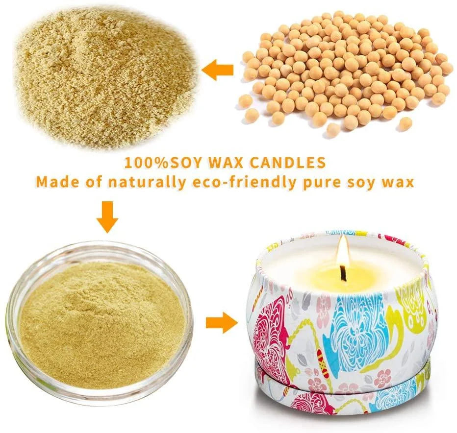 Scented Candles Gift Set, Aromatherapy Candles Gifts for Women, Lavender, Vanilla, Lemon, Jasmine, Natural Soy Wax Portable Travel Tin Candle,4 X 4.4 Oz