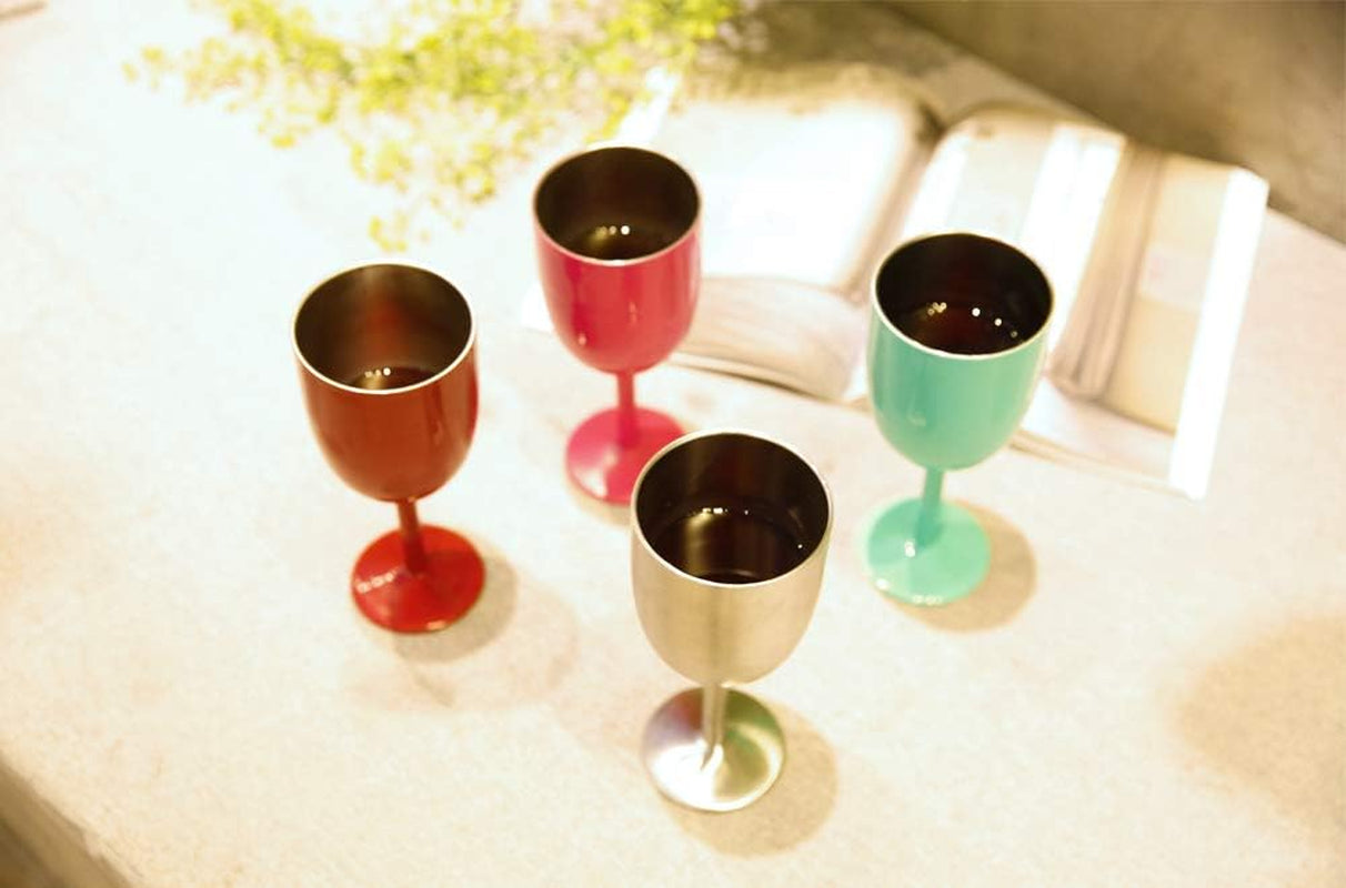 10 oz. Stainless Steel Wine Glasses Double Walled Vacuum Insulated Wine Tumbler Cups with Lid and Straw - (2 Pack)