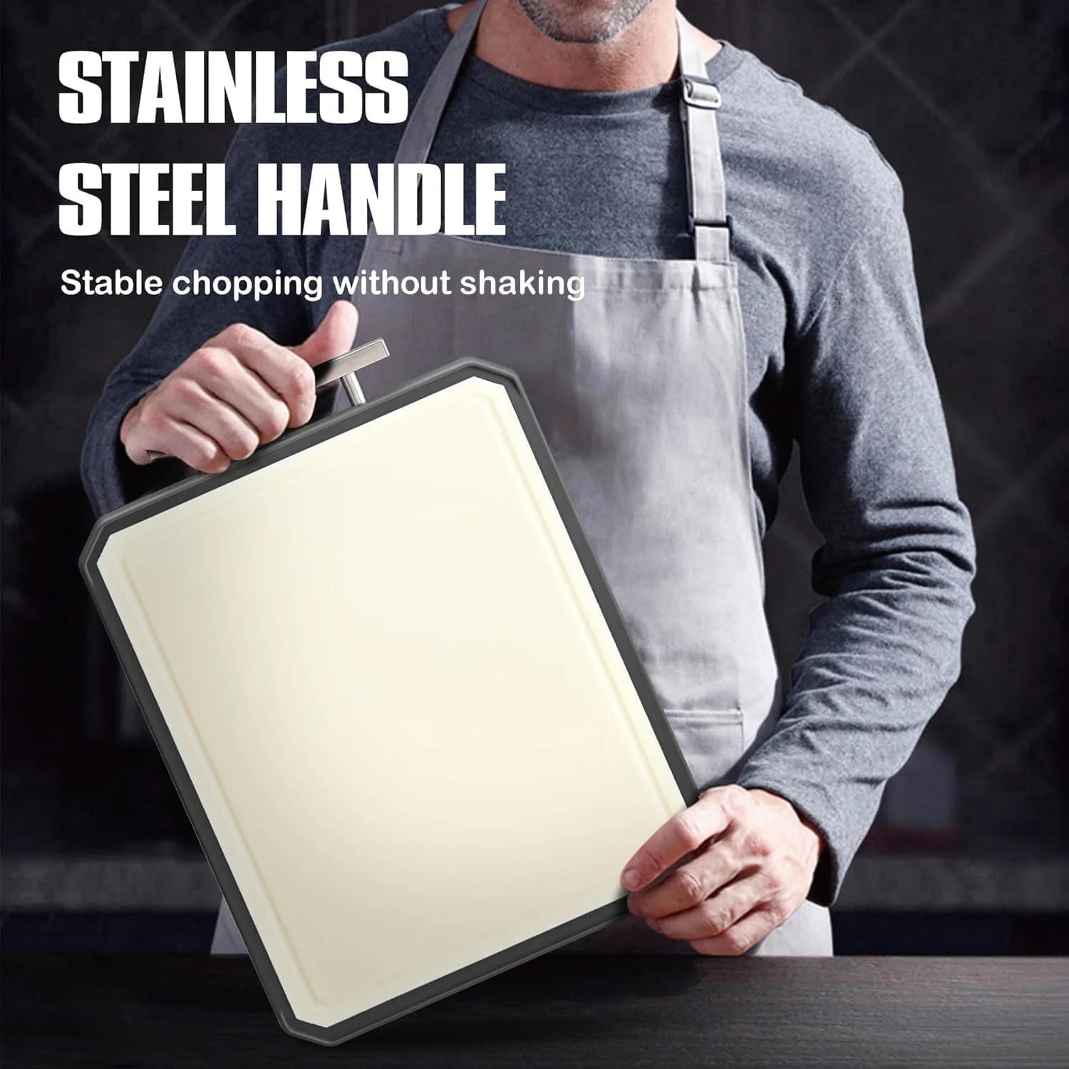 16x11 Inch Double-Sided Stainless Steel Cutting Board , Dishwasher Safe Chopping Board for Meat & Vegetables
