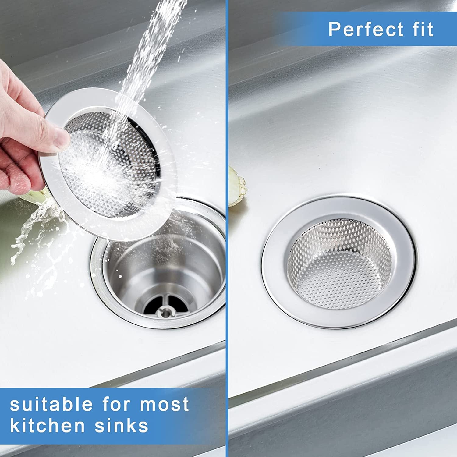2 Pcs Sink Strainer, Upgraded Double-Layer Safe Design Kitchen Sink Strainer (Outer Diameter 4.5 Inch)