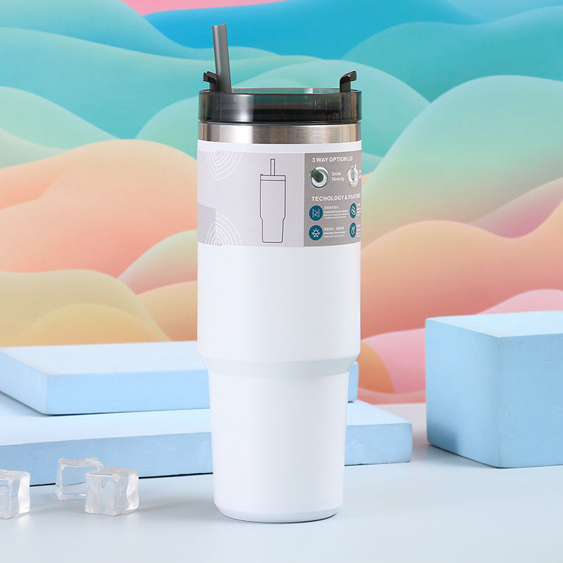 Stainless Steel Vacuum Outdoor Portable Vehicle-mounted Tumbler With Straw