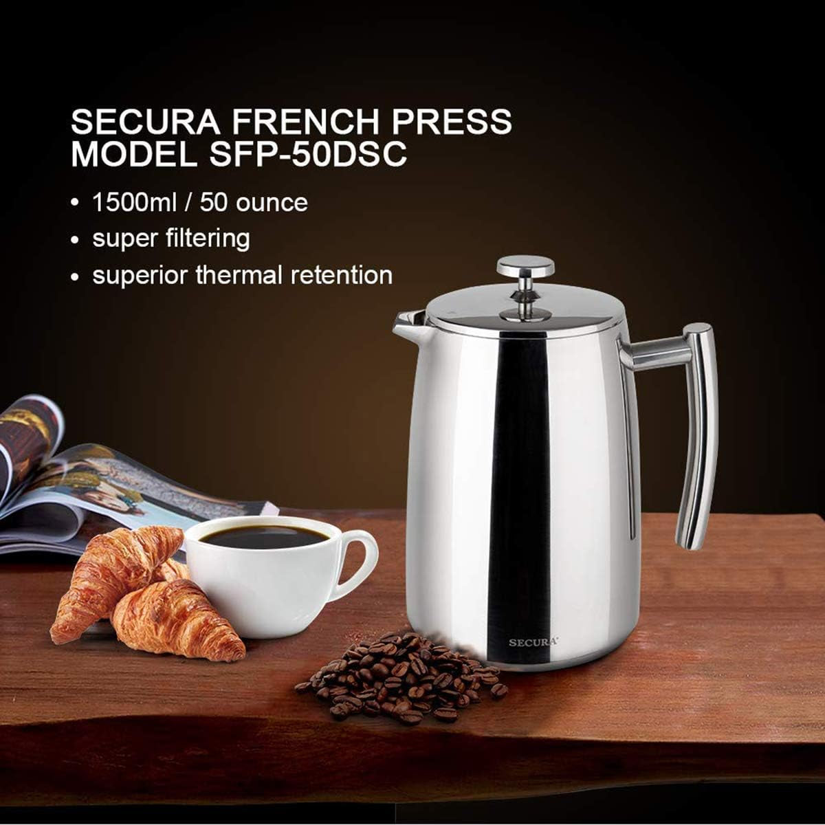 French Press Coffee Maker, 50-Ounce