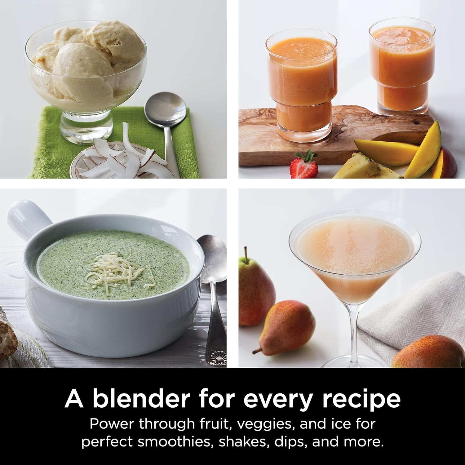 Professional Blender 1000W, Total Crushing Technology- Smoothies, Ice Crushing & Frozen Fruit, Full-Size Countertop Blender, 72-Oz. Pitcher, Black & Grey