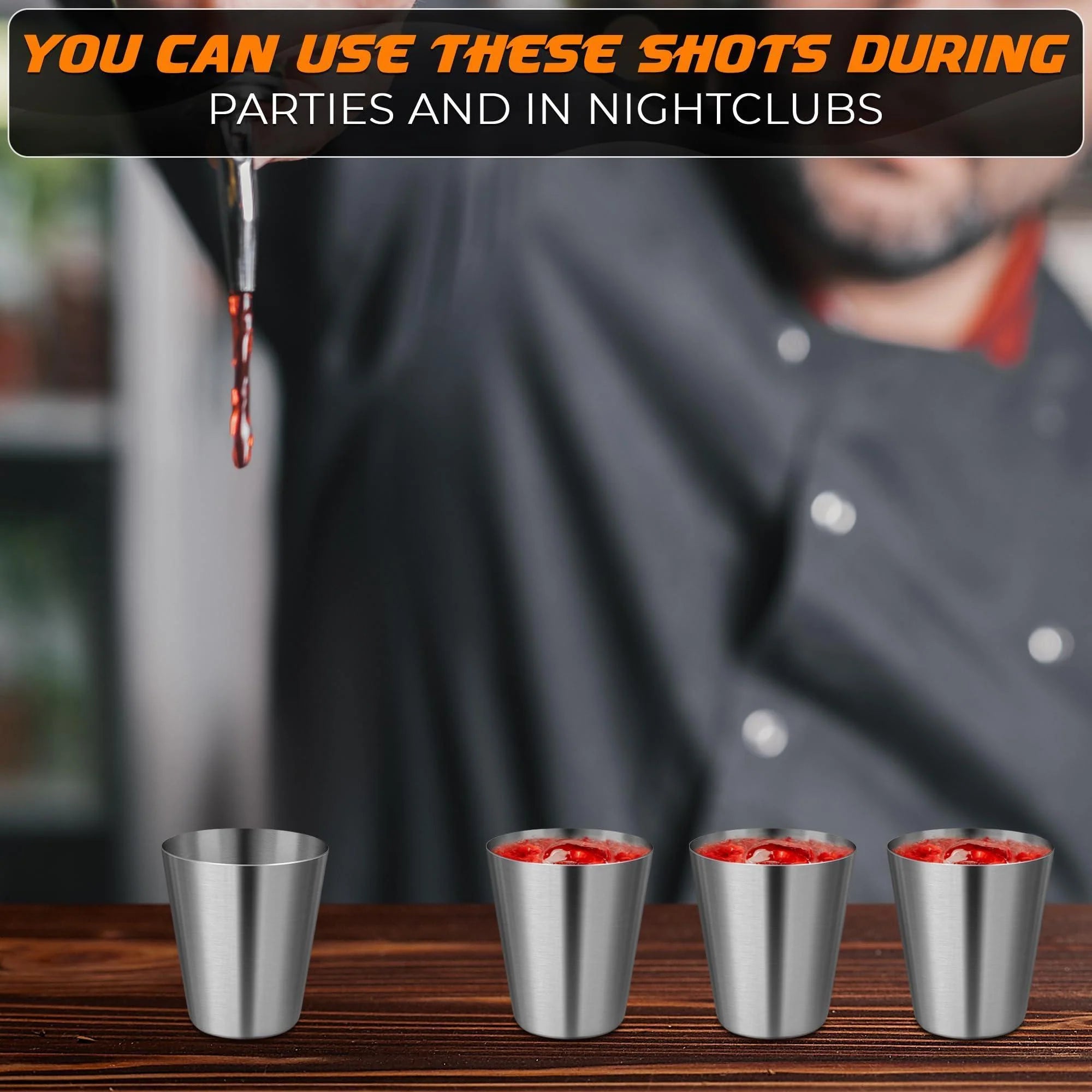 15Pcs Stainless Steel Shot Glasses Drinking Vessel Great Barware Gift, 30 ML
