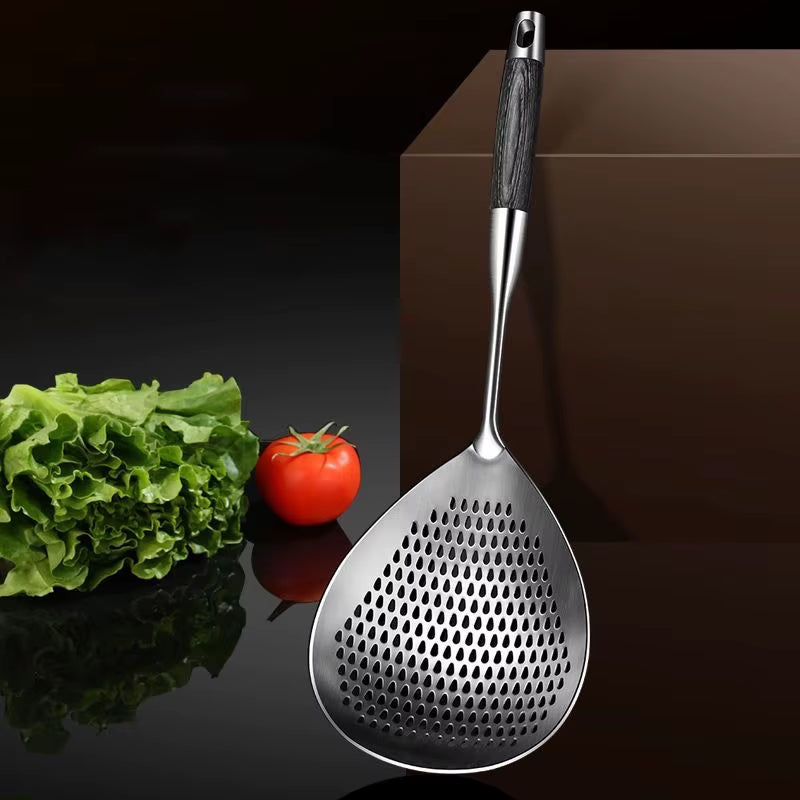 Stainless Steel Large Fine Holes Skimmer Long Handle French Fries Strainer Kitchen Utensils Cooking Tools