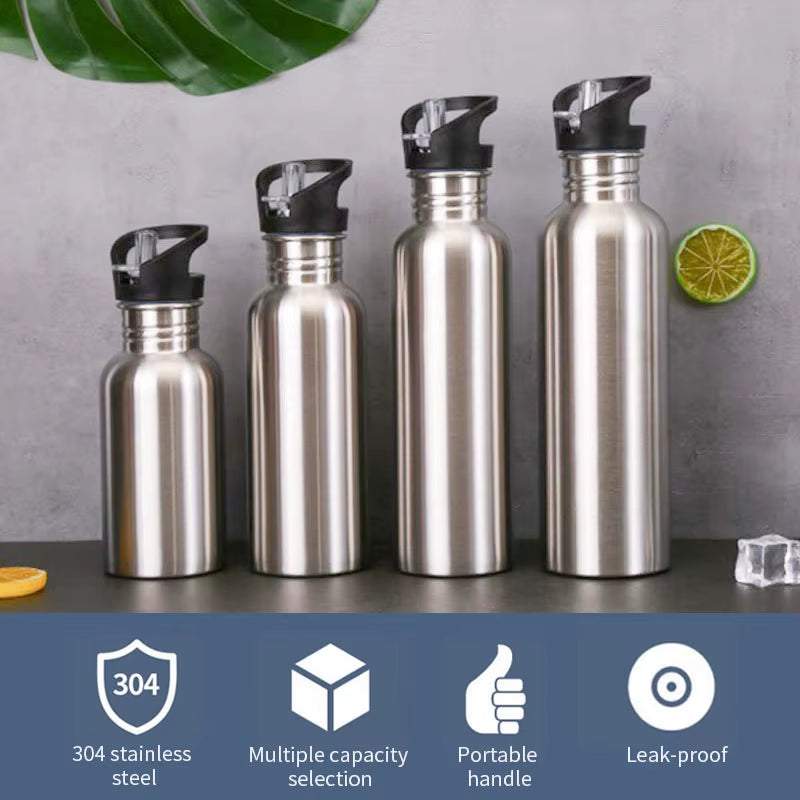 Stainless Steel Water Bottle with Straw for Gym Cycling Hiking Drinkware