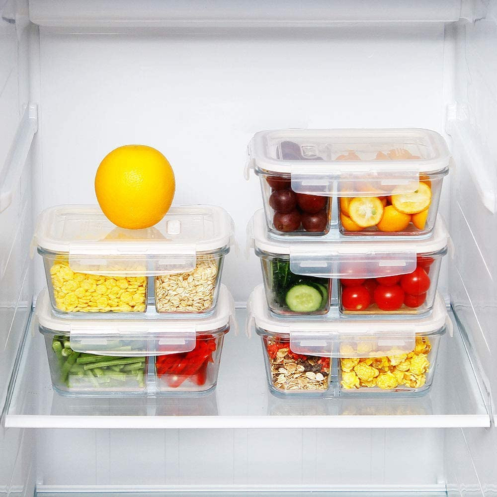 3-Pack 36oz Glass Bento Box Meal Prep Containers
