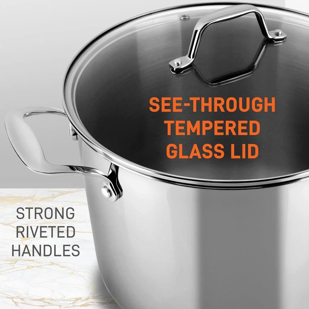 6-Quart Stainless Steel Stock Pot - 18/8 Food Grade Steel Heavy Duty Induction