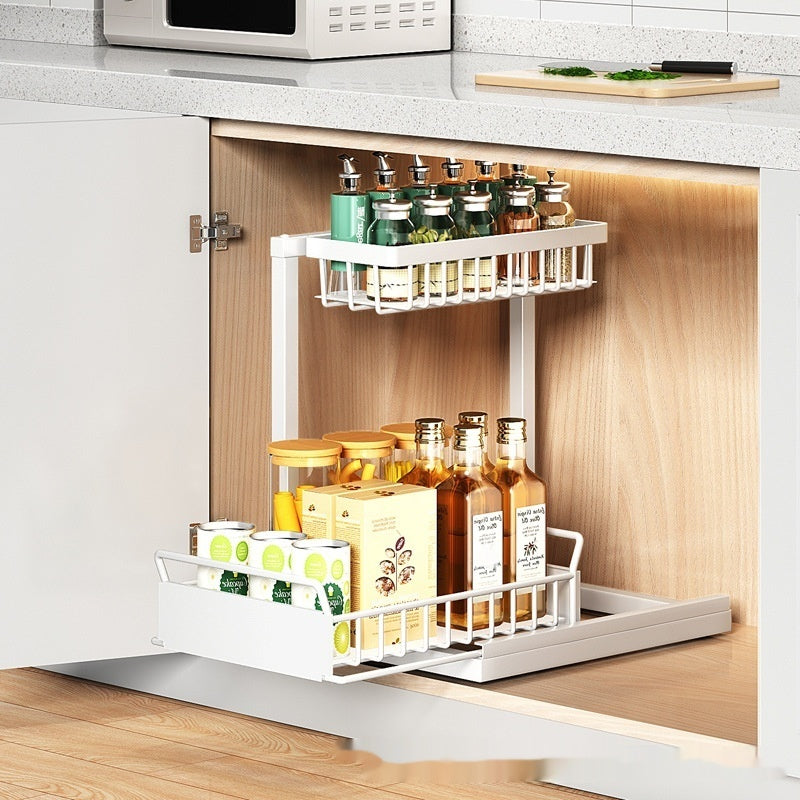 Multi-Function Pull-Out Kitchen Sink & Cabinet Rack