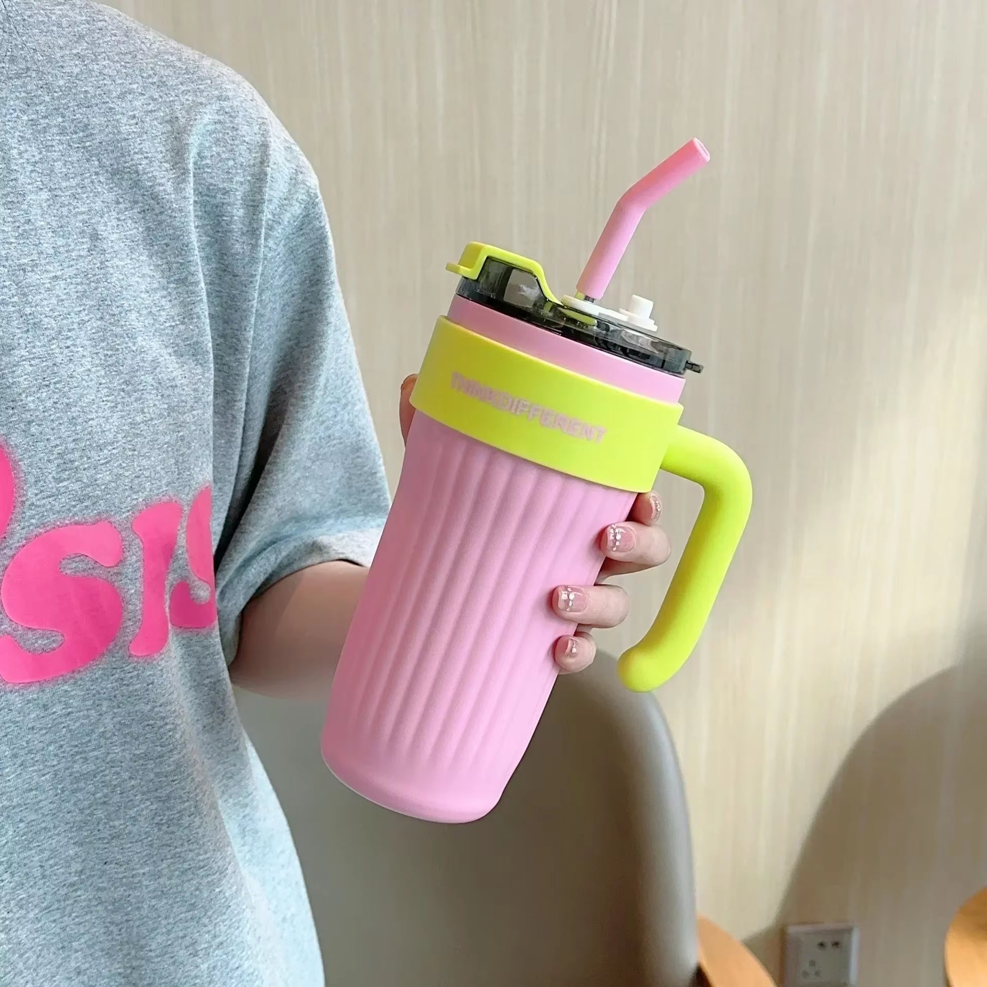860ML Stainless Steel Car Tumbler with Straw Car