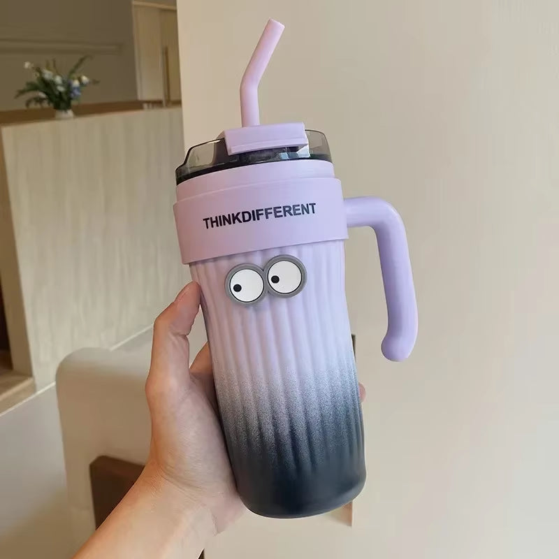 860ML Stainless Steel Car Tumbler with Straw Car