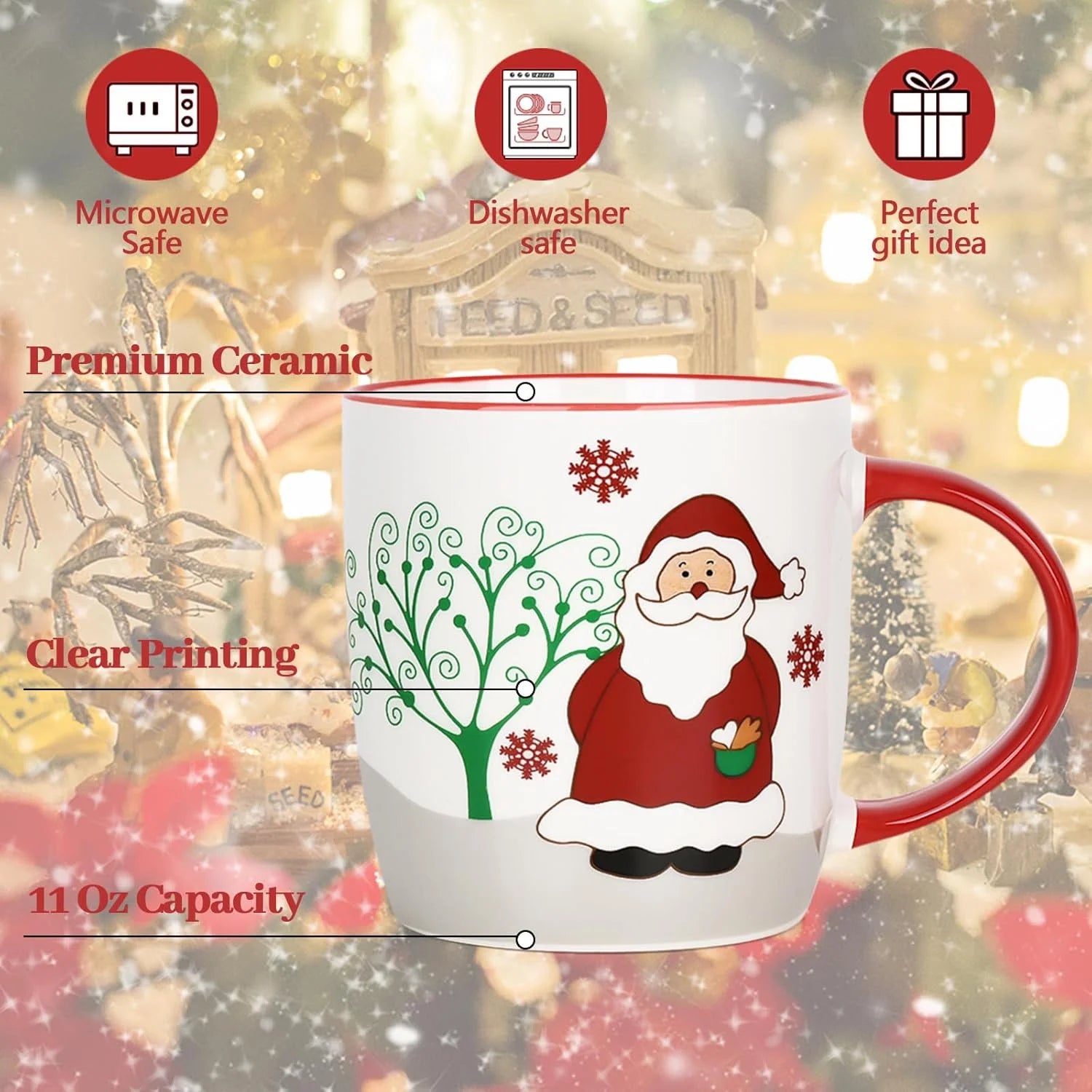 11 Fl Oz White Ceramic Mugs Christmas Gifts