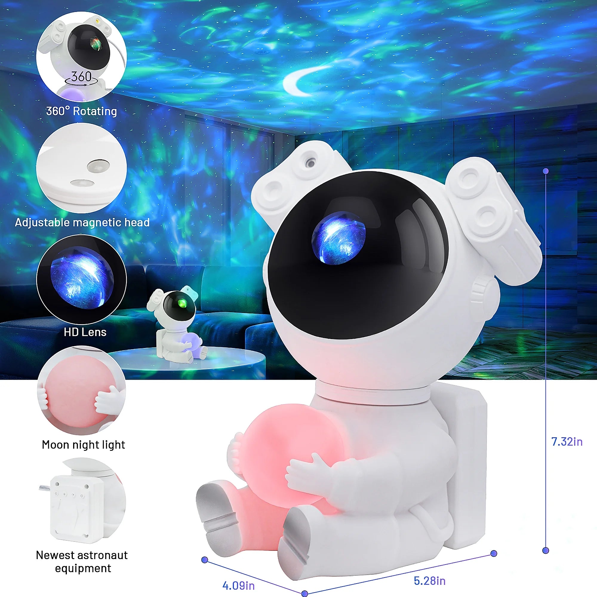 Astronaut Galaxy Projector, 2 in 1 with Moon Lamp