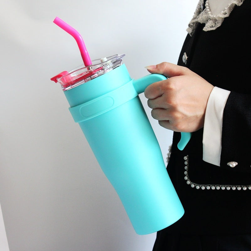 Elegant Glass Water Bottle with Straw and Easy-Grip Handle