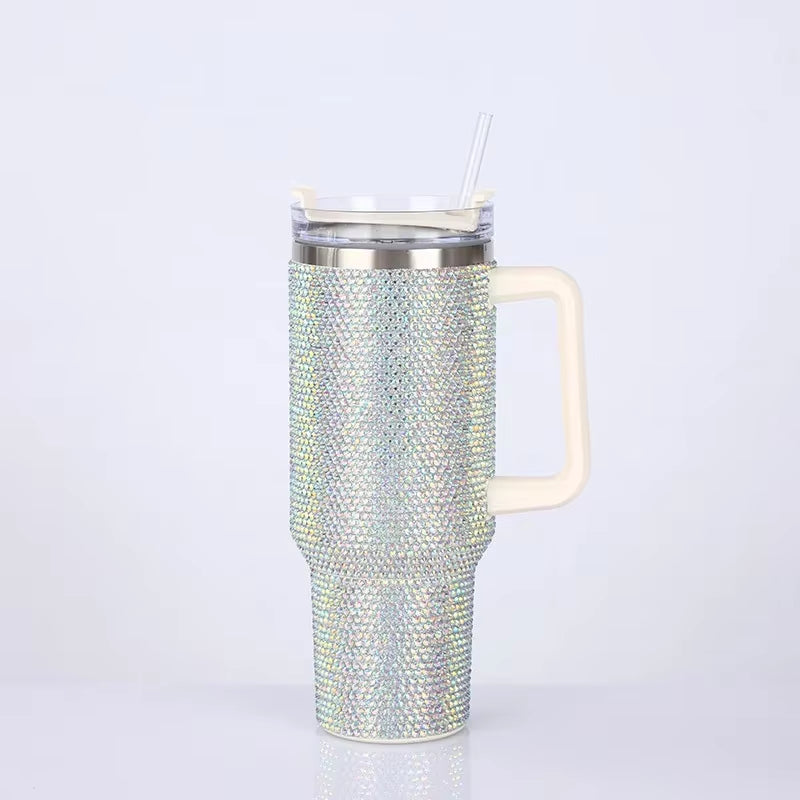 40 oz. Rhinestone Tumbler with Straw Stainless Steel