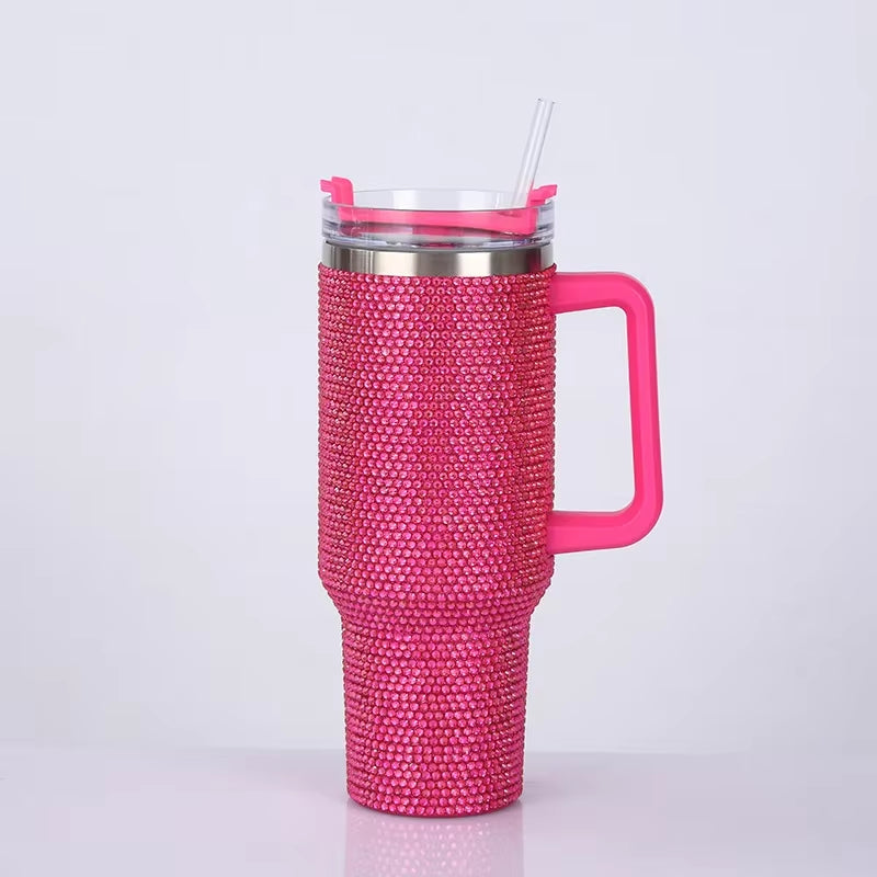 40 oz. Rhinestone Tumbler with Straw Stainless Steel
